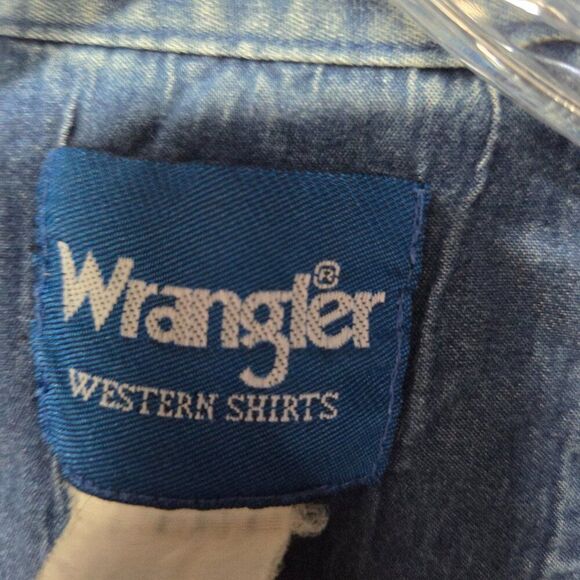 Wrangler Western Shirt 3XL | Vintage Cowboy Button Down Blue Short Sleeve - Picture 4 of 7